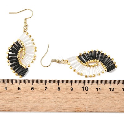 Glass Braided Beads Dangle Earrings EJEW-MZ00746-1