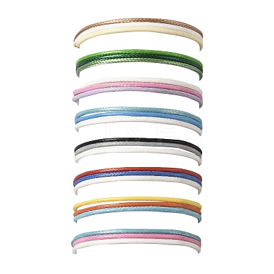 8Pcs 8 Colors Korean Waxed Polyester Cord Braided Bead Bracelets BJEW-FS00024-1