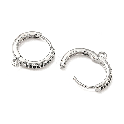 SHEGRACE Brass Micro Pave Clear Cubic Zirconia Hoop Earrings Findings XGR0154P-96P-1