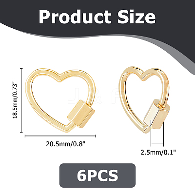 6Pcs Brass Screw Carabiner Lock Charms KK-HS0001-38-1