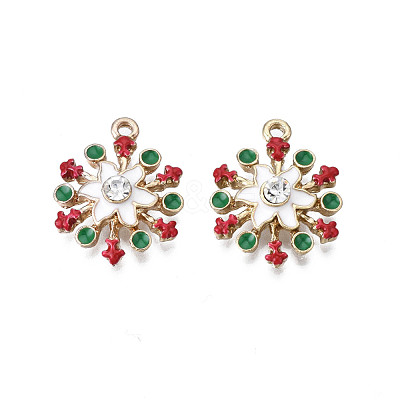 Rack Plating Alloy Enamel Pendants X-ENAM-N055-142-1