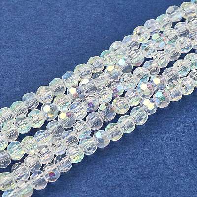 Faceted(32 Facets) Glass Beads Strands Round X-GF4mmC28-AB-1