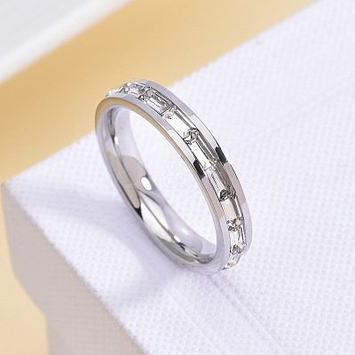 304 Stainless Steel with Crystal Rhinestone Finger Rings FS-WGF5DC4-07-1