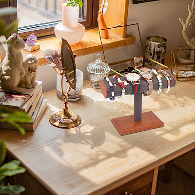 T-Shaped Bar Wood Covered with Microfiber Bracelet Display Stands BDIS-WH0014-01-1