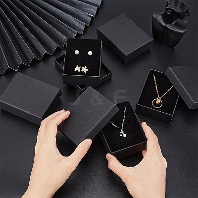 Kraft Cotton Filled Cardboard Paper Jewelry Set Boxes CBOX-R036-11B-1