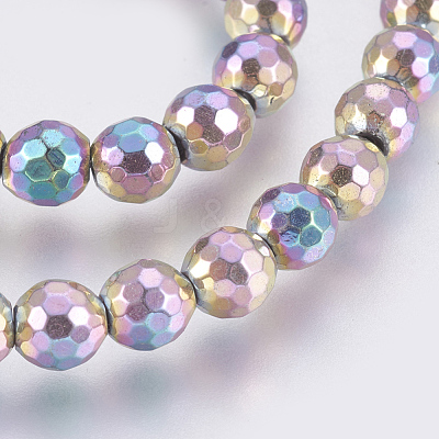 Electroplated Non-magnetic Synthetic Hematite Bead Strand G-E495-04F-1