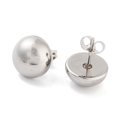 Non-Tarnish Half Round 316 Surgical Stainless Steel Stud Earrings for Women Men EJEW-Z050-08B-AS-1