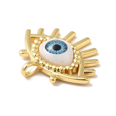 Evil Eye Resin Brass Pendants RESI-E026-03G-M-1