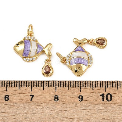 Brass Micro Pave Cubic Zirconia Pendants KK-L241-18G-1