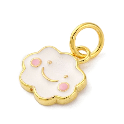 925 Sterling Silver White and Pink Enamel Smiling Face Cloud Charms STER-D303-03G-1
