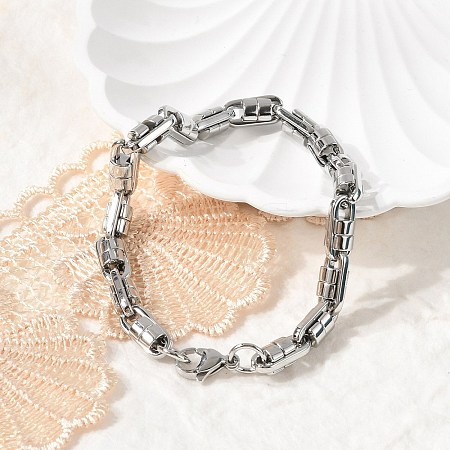 304 Stainless Steel Oval Link Chain Bracelets for Women Men BJEW-F488-63B-P-1