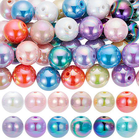 48Pcs 12 Colors Opaque Acrylic Beads MACR-SC0001-36-1