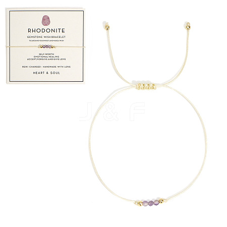 Natural Rhodochrosite Braided Beads Bracelets for Women LU0568-9-1