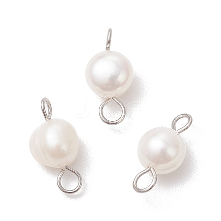 Natural Cultured Freshwater Pearl Two Sides Polished Connector Charms PALLOY-JF04041-02-1