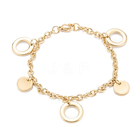 PVD Vacuum Plating 304 Stainless Steel Charm Bracelets STAS-A052-27G-1