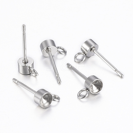 Non-Tarnish 304 Stainless Steel Stud Earring Settings STAS-K154-66P-1