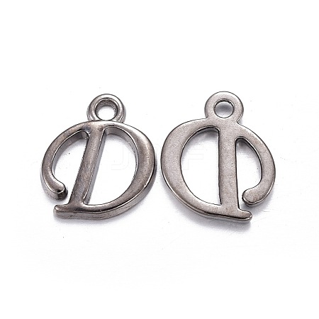 Gunmetal Plated Alloy Letter Pendants PALLOY-P097-03-D-1