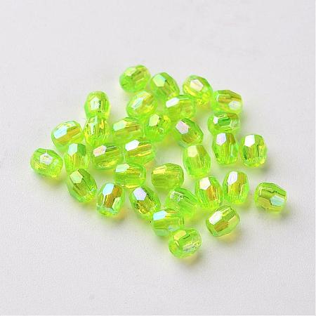 AB Color Plated Eco-Friendly Transparent Acrylic Barrel Beads TACR-L002-4mm-35-1