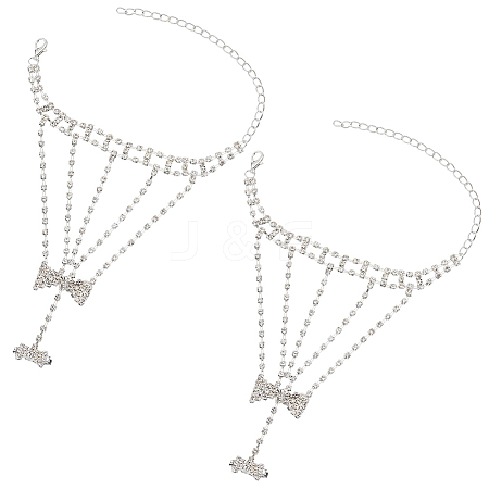 2Pcs Crystal Rhinestone Tennis Ring Bracelet BJEW-CN0001-17B-1