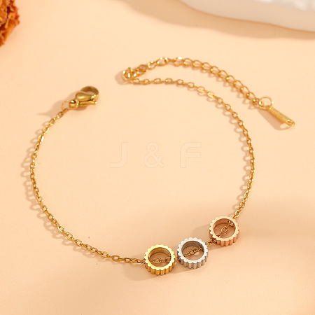 304 Stainless Steel Tri-Color Charm Bracelets for Women WG590E2-05-1