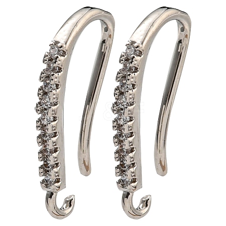 Rack Plating Brass Pave Cubic Zirconia Earring Hooks KK-O143-20P-1