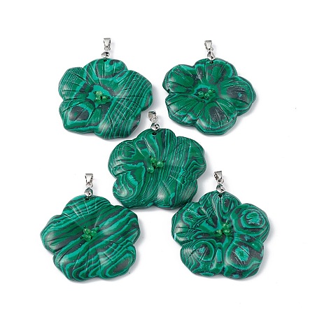 Natural Malachite Big Pendants G-B040-01P-12-1