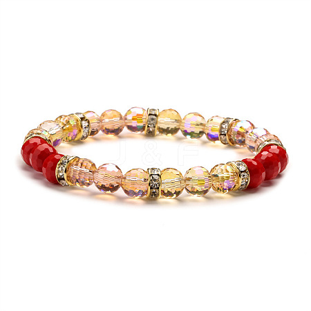 UV Plating Glass Beads Stretch Bracelets for Women FY7008-3-1