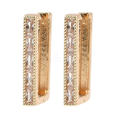 Brass with Cubic Zirconia Hoop Earrings EJEW-D078-40G-1
