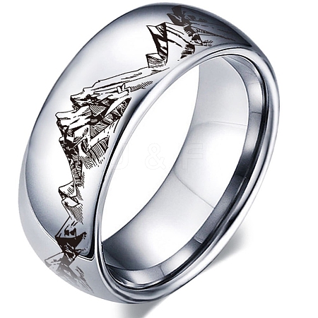 Non-Tarnish Mountains Stainless Steel Finger Rings PW-WGB06D8-01-1