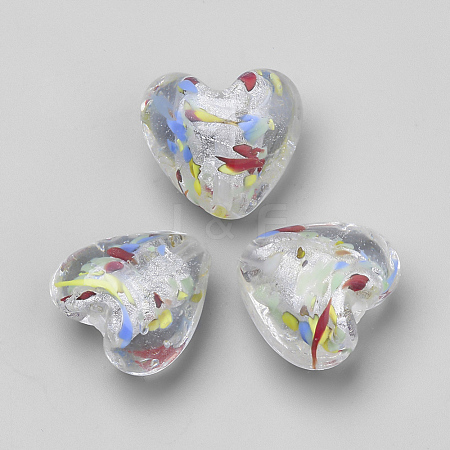 Handmade Silver Foil Lampwork Beads FOIL-S011-21x20mm-04-1