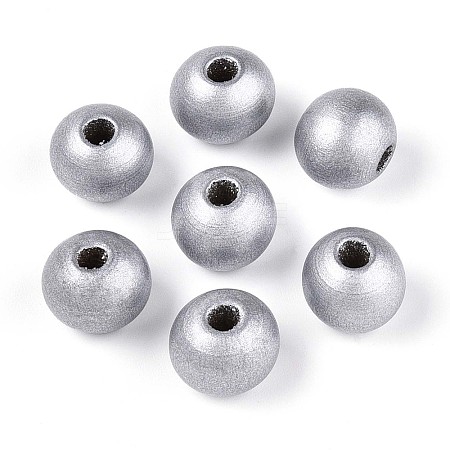 Spray Painted Round Natural Schima Wood Beads WOOD-A018-12mm-03-1