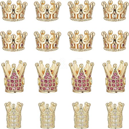 16Pcs 4 Style Brass Cubic Zirconia Beads KK-NB0001-53-1