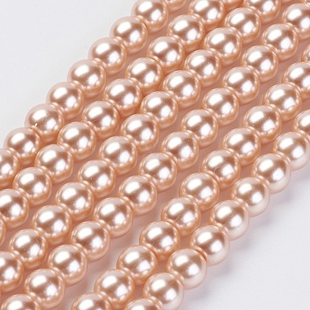 Eco-Friendly Dyed Glass Pearl Beads Strands HY-A008-6mm-RB023-1