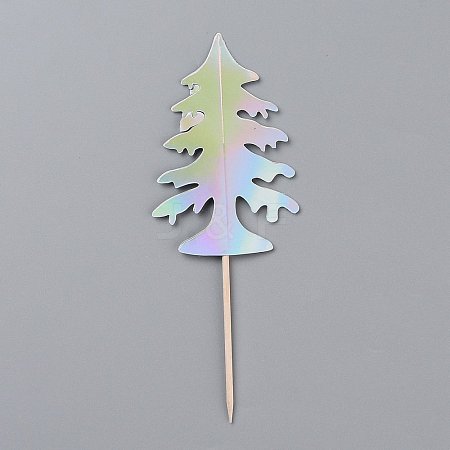 Paper Laser Effect Christmas Trees Cake Insert Card Decoration DIY-H108-17-1