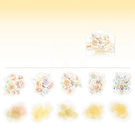 10Pcs Starry Bouquet PET Waterproof Stickers PW-WGEFAAE-02-1