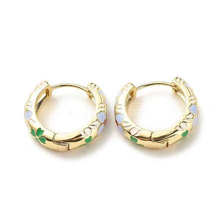 Flower Enamel Hoop Earrings EJEW-G290-03G-D-1