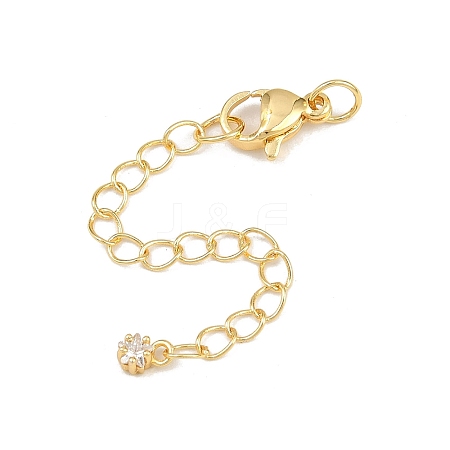 Brass Micro Pave Cubic Zirconia Ends with Chain KK-H480-57G-1