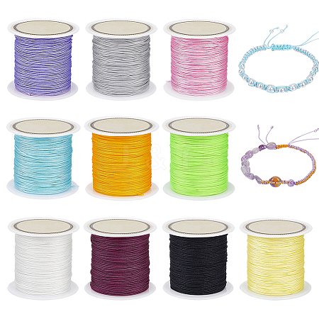 10 Rolls 10 Colors Nylon Chinese Knot Cord NWIR-PH0002-48B-1