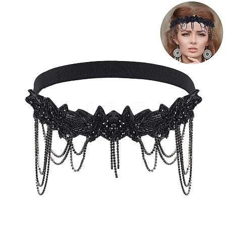 Cloth Rhinestone Elastic Headbands DIY-WH0899-21-1