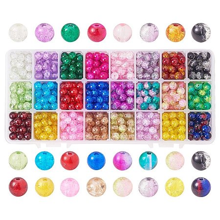 Spray Painted Crackle Glass Beads CCG-PH0002-01-6mm-WH-1