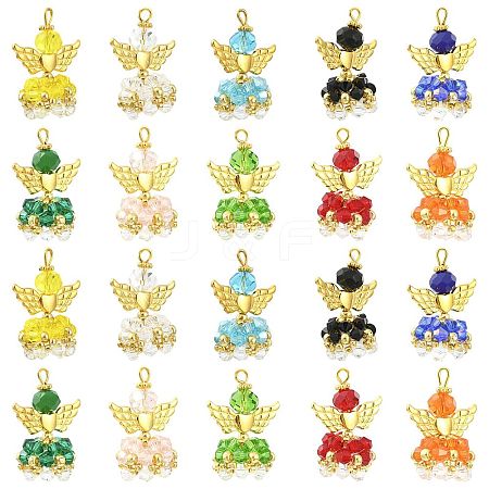 20Pcs 10 Colors Faceted Glass Pendants PALLOY-SZ00011-1
