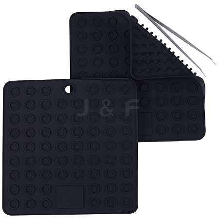 Gorgecraft 2Pcs Square Silicone Hot Mats for Hot Dishes AJEW-GF0008-26D-1