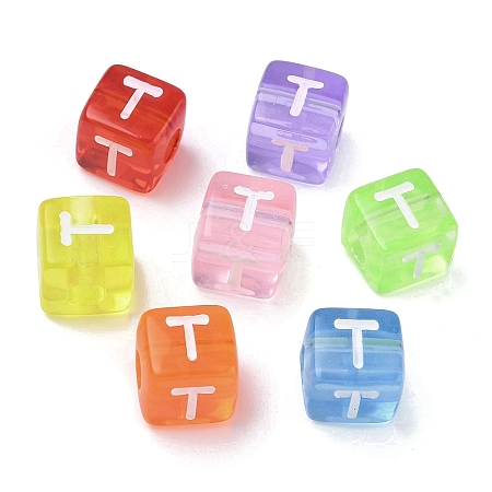 Spray Painted Transparent Acrylic Beads MACR-K365-07T-1