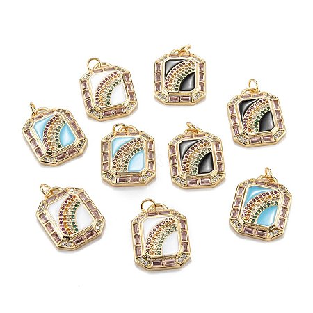 Real 18K Gold Plated Brass Micro Pave Colorful Cubic Zirconia Pendants ZIRC-A020-20G-1