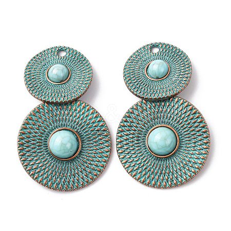 Alloy with Synthetic Turquoise Pendants FIND-B055-01A-1