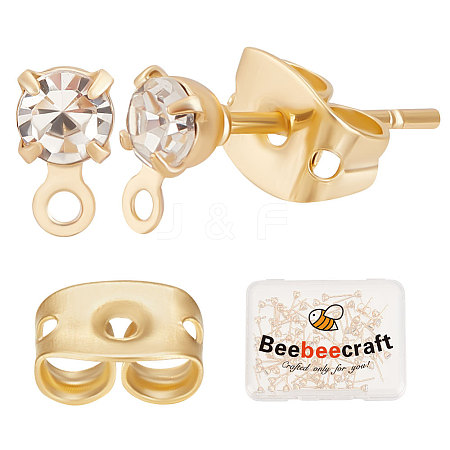 Beebeecraft 80Pcs Brass Stud Earring Findings KK-BBC0007-16-1