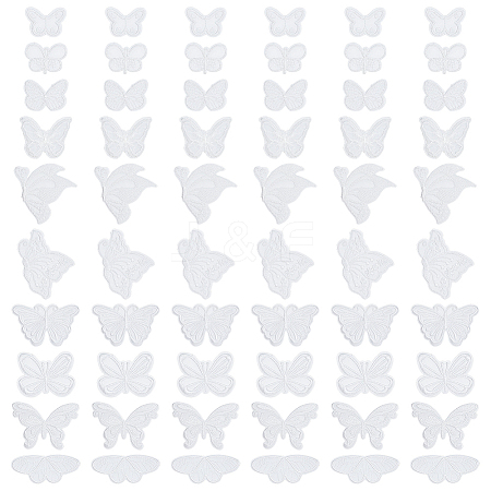 60Pcs 10 Styles Polyester Lace Butterfly Ornament Accessories FIND-FG0005-16-1