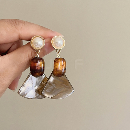 Alloy & Acrylic Stud Dangle Earrings FS-WG2F34D-01-1