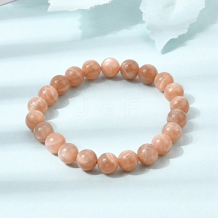 8MM Natural Sunstone Round Beaded Stretch Bracelets for Women GG-CBA3F02-11A-1