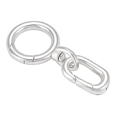 2Pcs 2 Styles 925 Sterling Silver Spring Gate Rings STER-PH0004-93-1